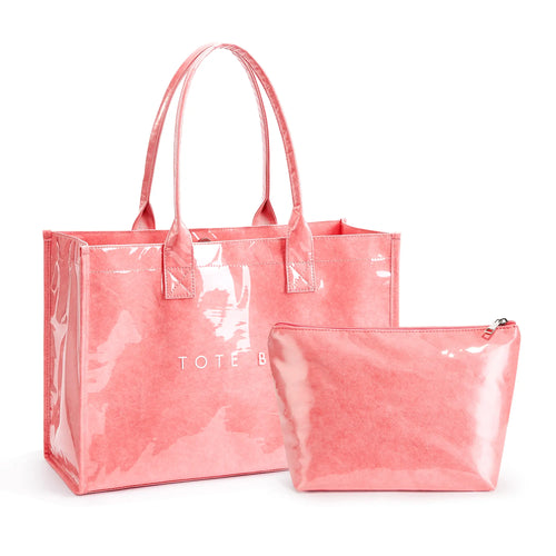 KALIDI PVC Tote Women Weekender Everything Fashion Bag Large Shopper Handbag Oversize Shoulder Travel Purse