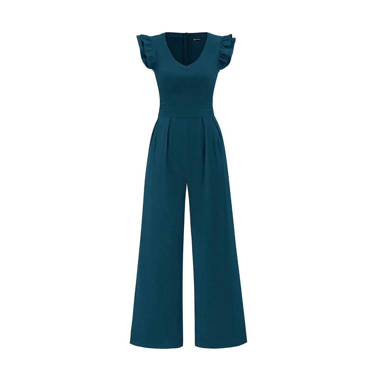 Prettygarden One Piece Jumpsuits for Women Dressy Ruffle Cap Sleeve V Neck Ribbed Knit Wide Leg Romper Casual Spring Outfits