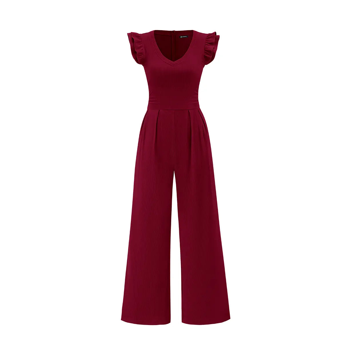 Prettygarden One Piece Jumpsuits for Women Dressy Ruffle Cap Sleeve V Neck Ribbed Knit Wide Leg Romper Casual Spring Outfits