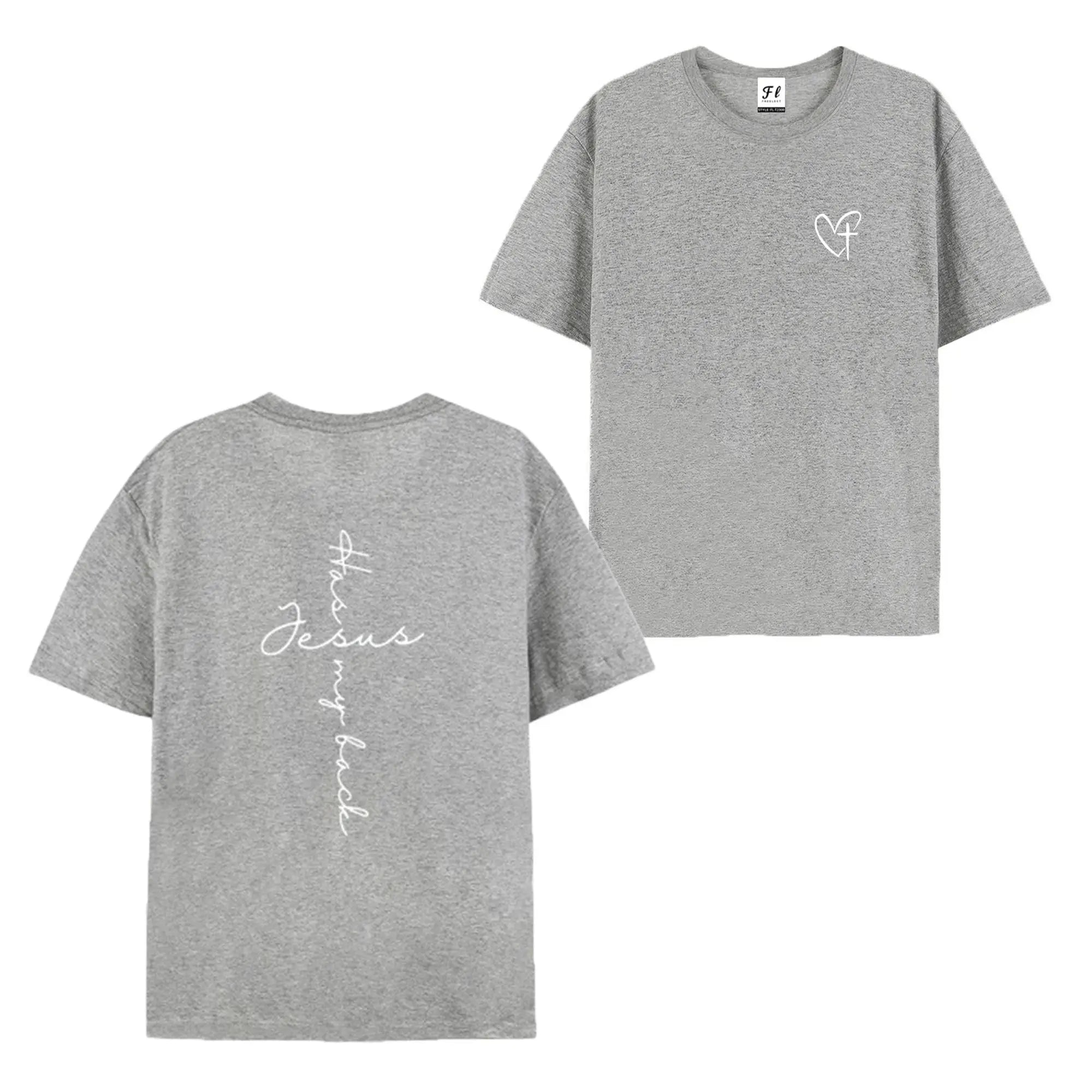 Jesus Has My Back Print T Shirt Birthday Casual Christian Shirt, Christian Merch Jesus Shirt Faith Shirt Christian Gift Teen Christian Apparel