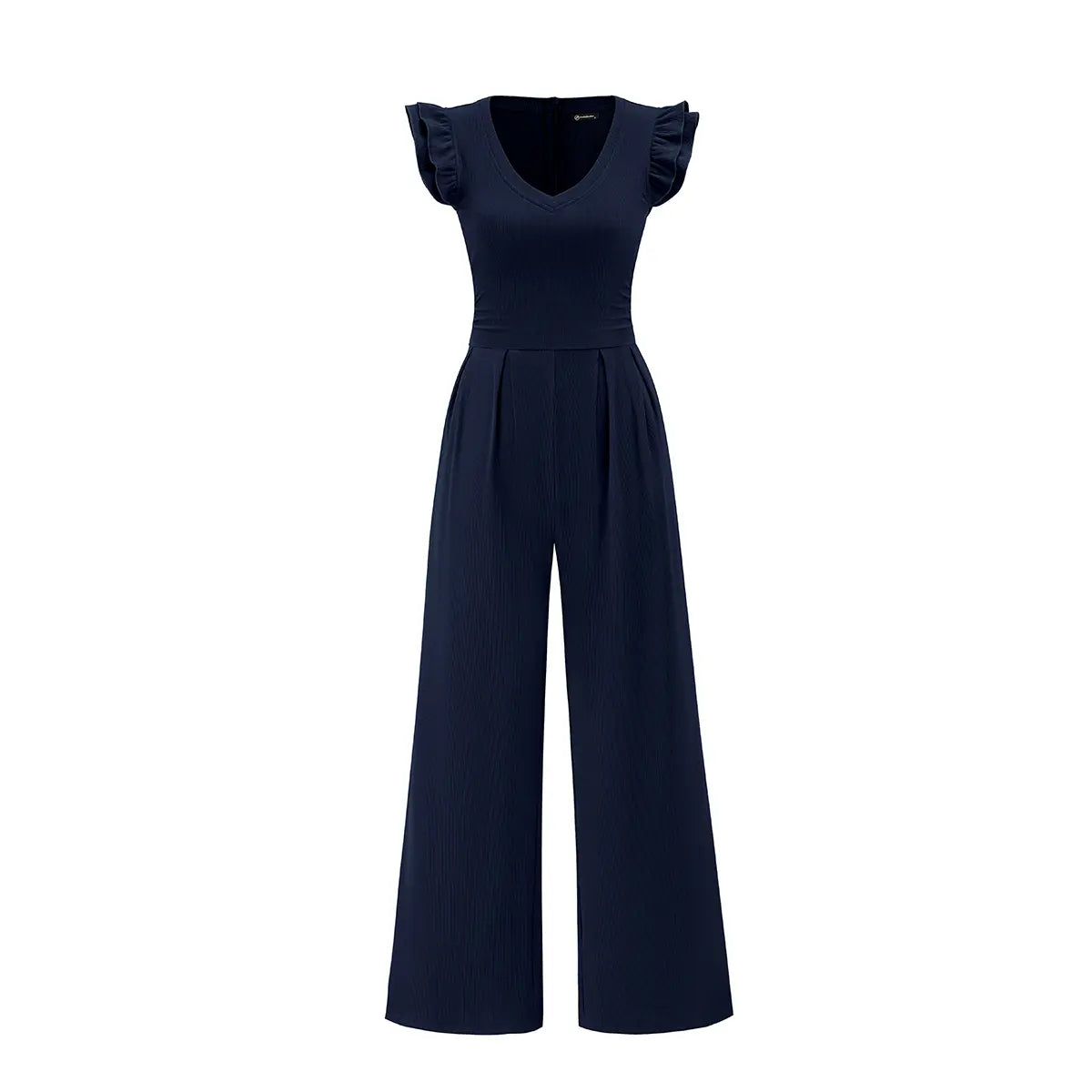 Prettygarden One Piece Jumpsuits for Women Dressy Ruffle Cap Sleeve V Neck Ribbed Knit Wide Leg Romper Casual Spring Outfits