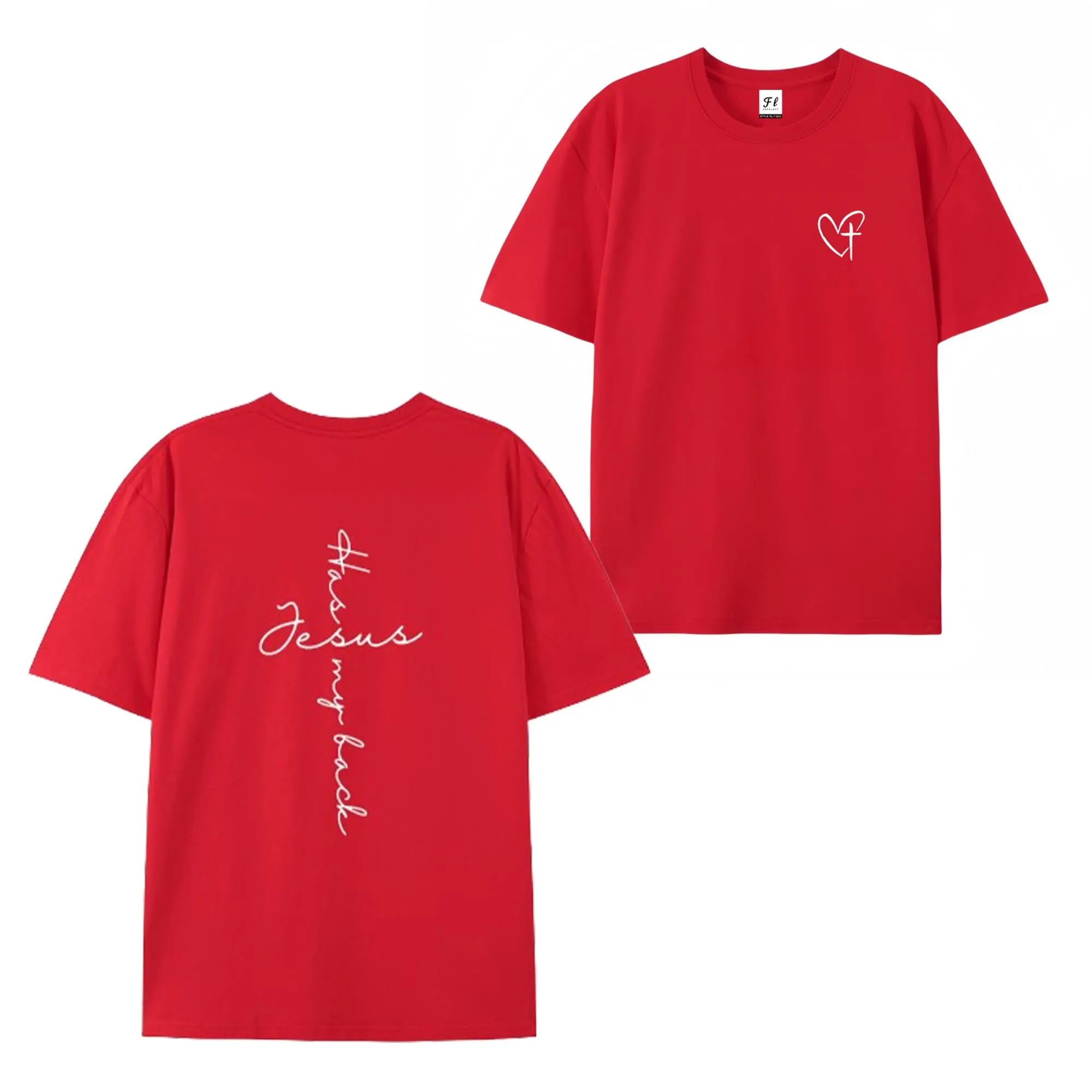 Jesus Has My Back Print T Shirt Birthday Casual Christian Shirt, Christian Merch Jesus Shirt Faith Shirt Christian Gift Teen Christian Apparel