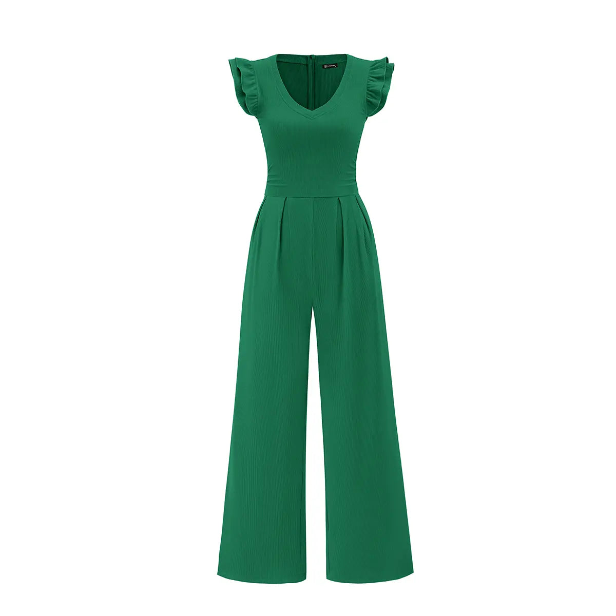 Prettygarden One Piece Jumpsuits for Women Dressy Ruffle Cap Sleeve V Neck Ribbed Knit Wide Leg Romper Casual Spring Outfits